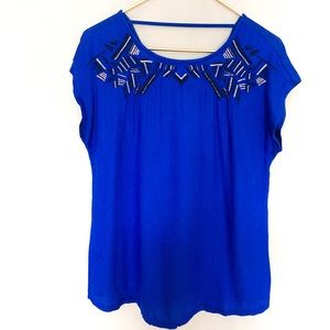 Beaded Blue Blouse